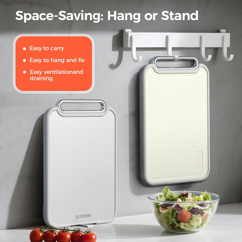 Sumzzz Stainless Steel Cutting Board - 2-in-1 Double-Sided Chopping Board, Large Non-Slip Design, 16”×11”