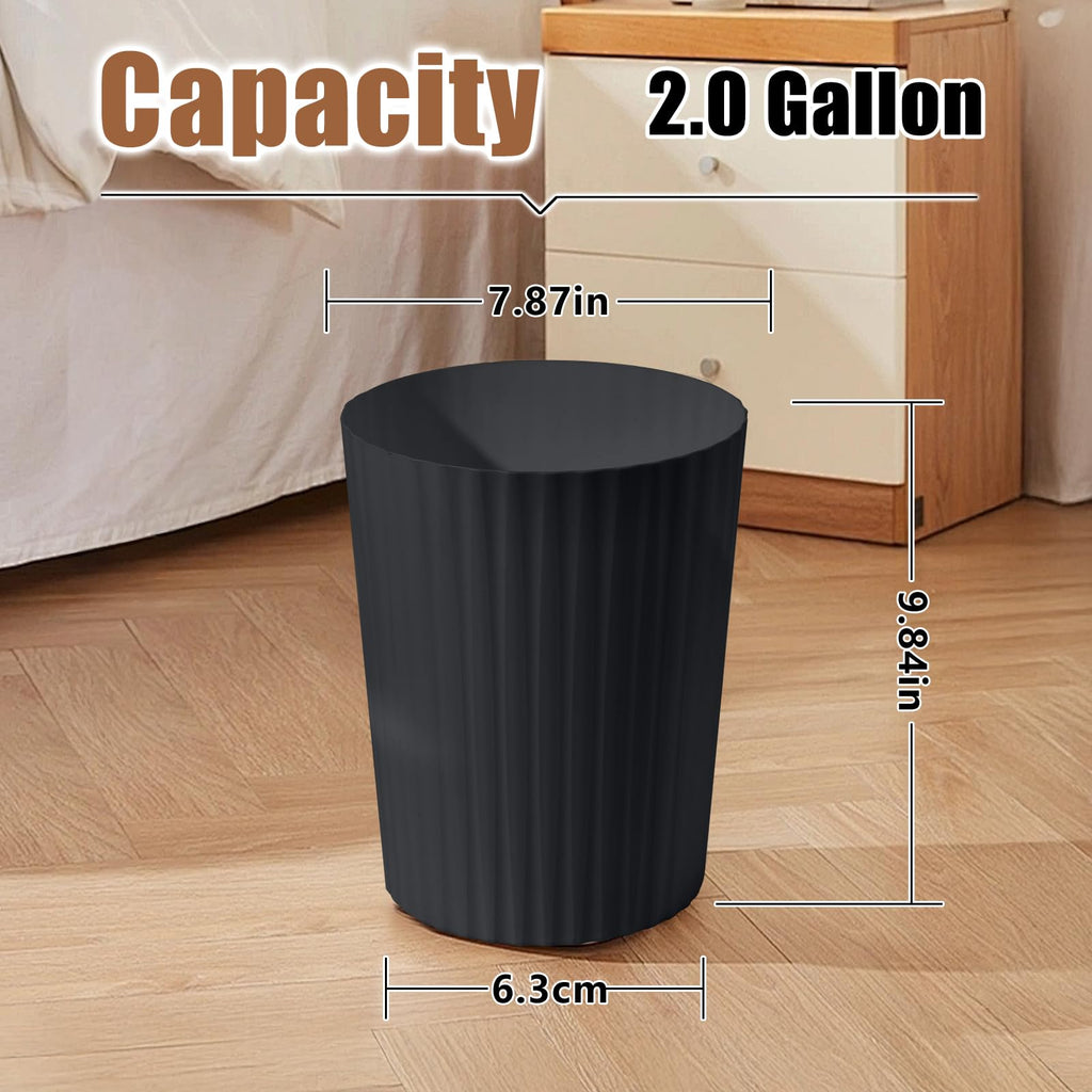 TEIUKAX Trash Can - Small Waste basketbin - 2 Gallon- for Office,Home,Bathroom,Kitchen - Black