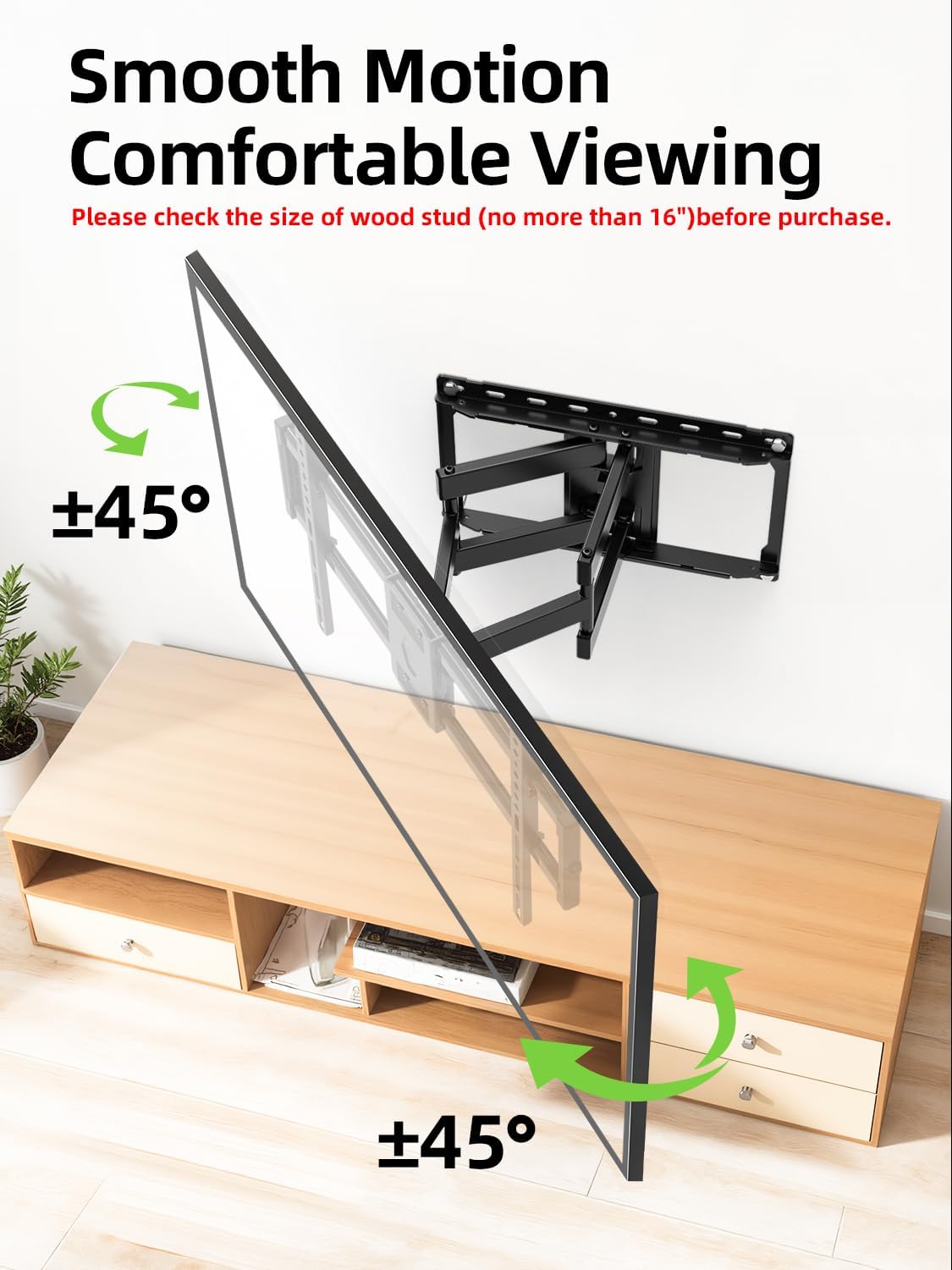 USX Mount Full Motion TV Wall Mount - Dual Swivel Articulating Tilt for 42-90 Inch TVs | VESA 600x400mm, Holds Up to 132lbs