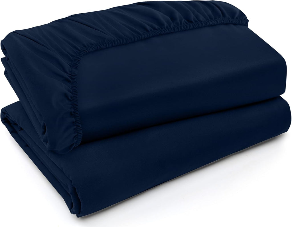 Utopia Bedding Queen Fitted Sheets - Soft Brushed Microfiber - Deep Pockets - Navy - Easy Care & Fade Resistant