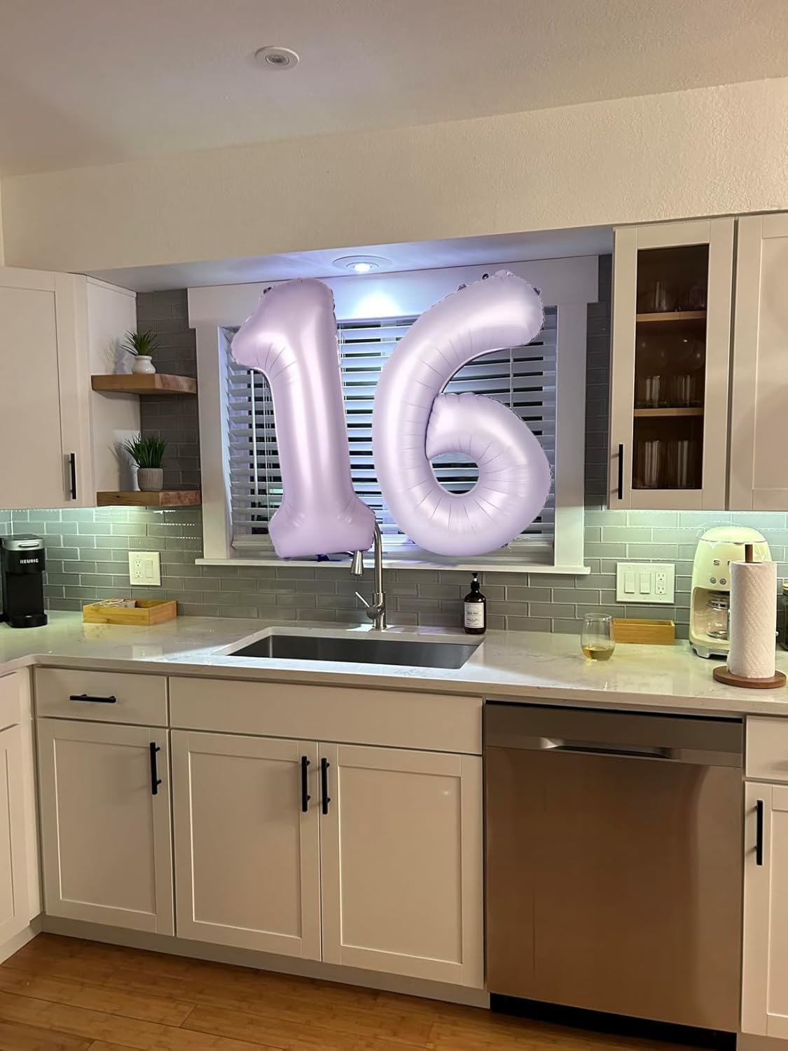 Number Balloons - 40 Inch 1 Balloon for 1st Birthday | Cream Purple Party Decoration
