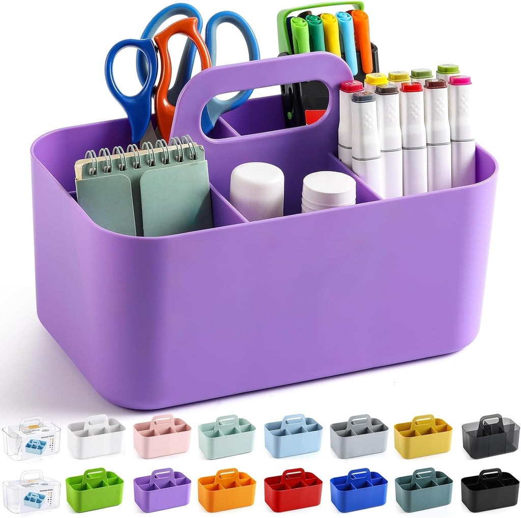 Multiuse Caddy Organizer by [Brand Name] - Portable Tote Bin for Art, Makeup & Office Supplies - Purple