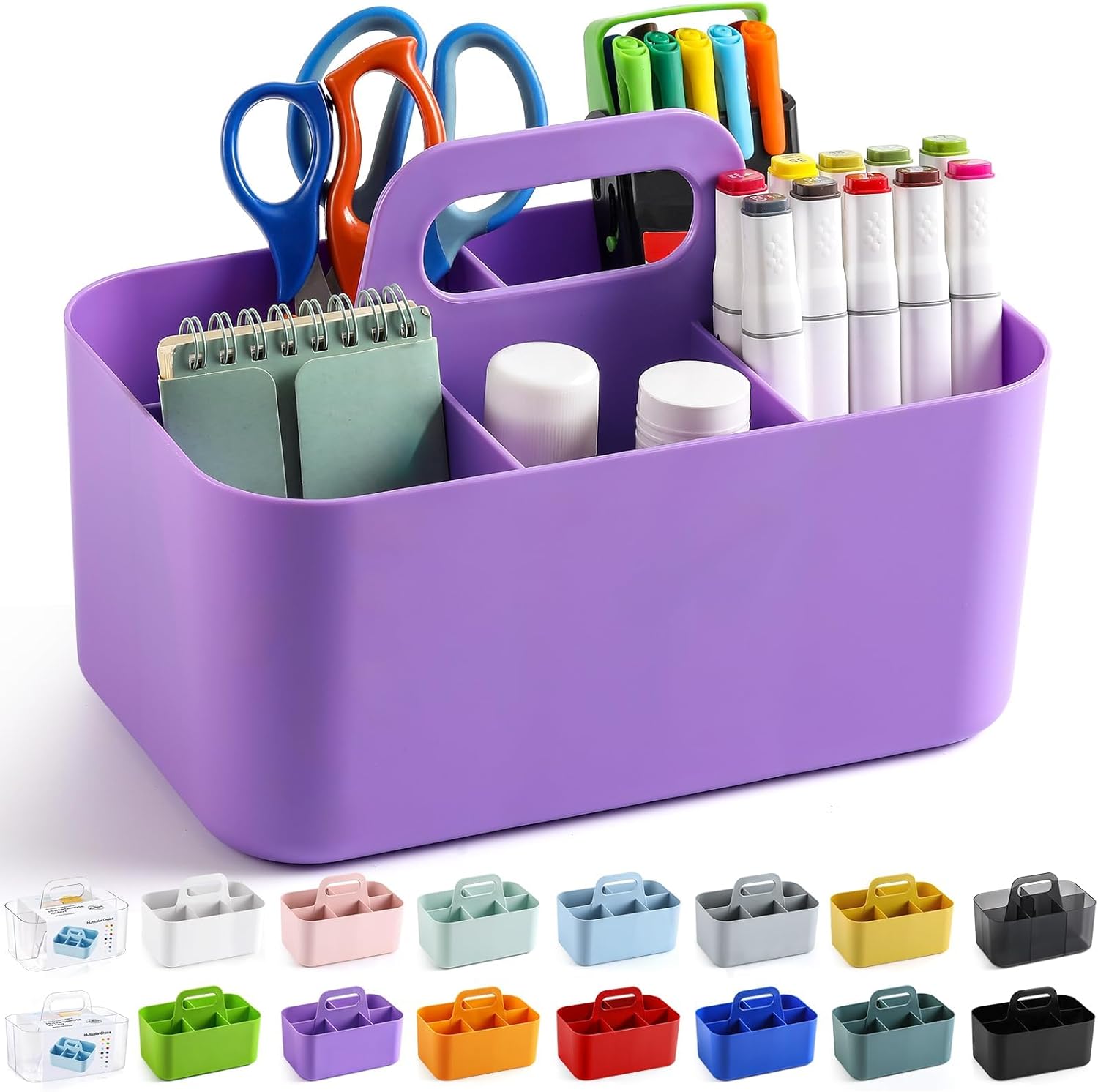 Multiuse Caddy Organizer by [Brand Name] - Portable Tote Bin for Art, Makeup & Office Supplies - Purple
