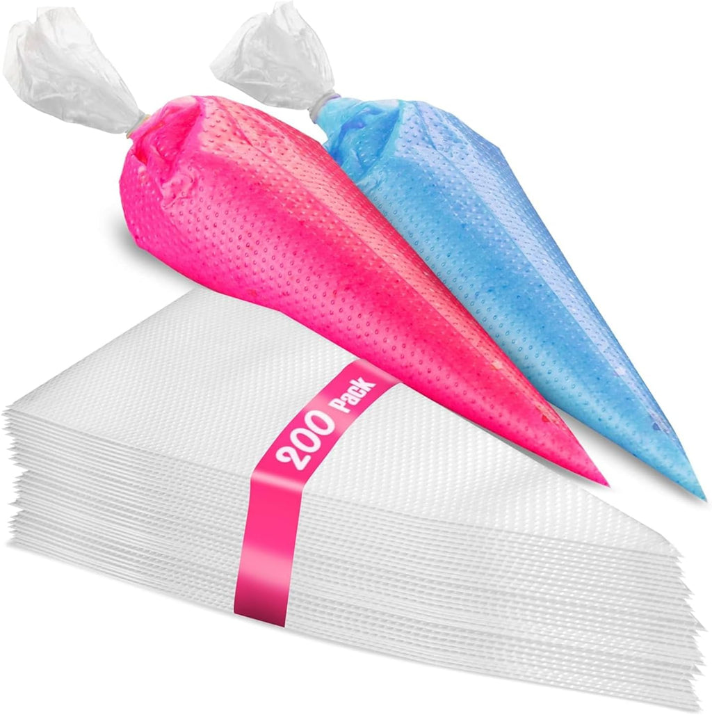 Prestee Anti-Burst Piping Bags - 12 Inch Tipless Icing Bags for Durable Pastry & Cookie Decorating - Set of 200