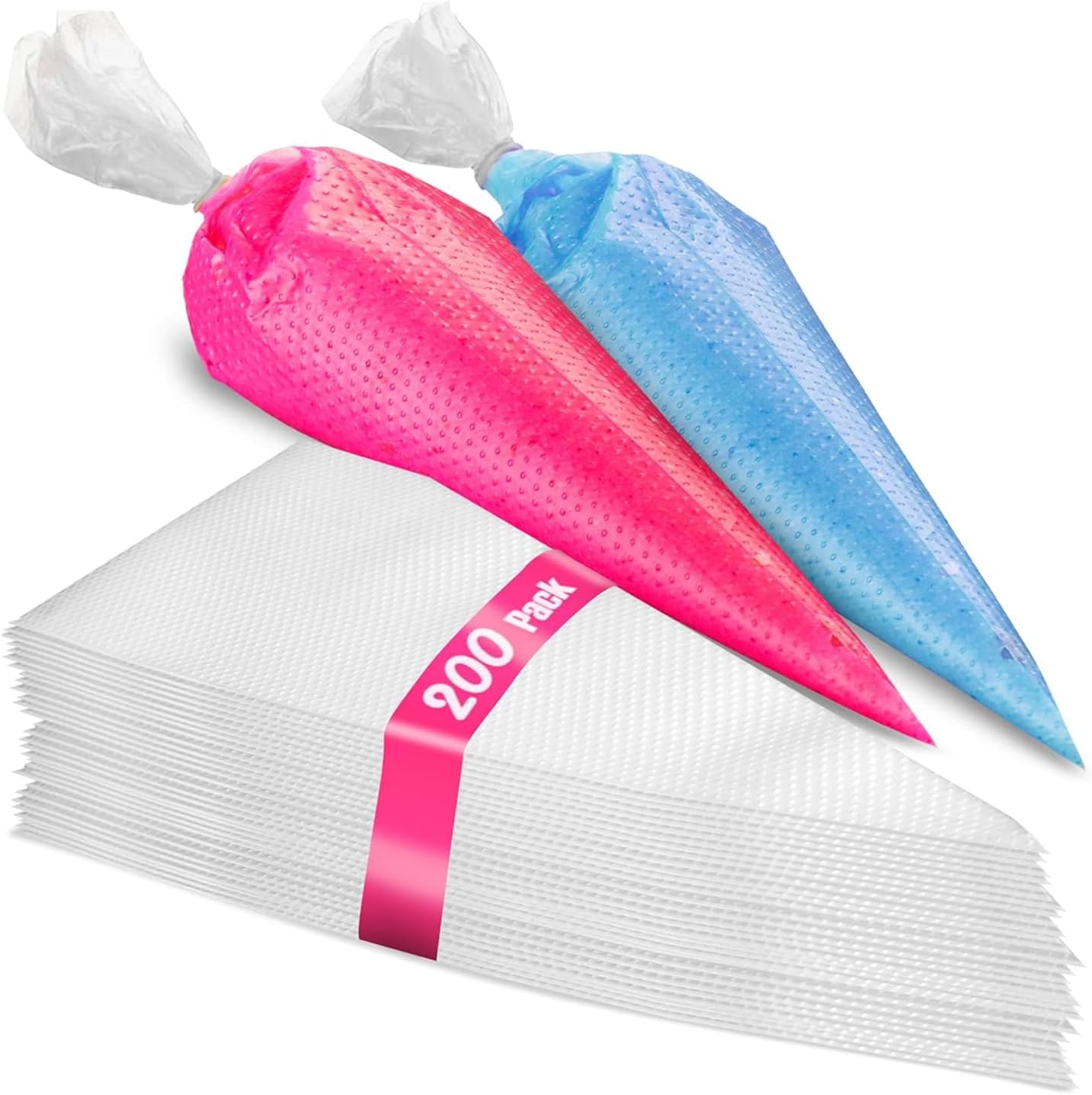 Prestee Anti-Burst Piping Bags - 12 Inch Tipless Icing Bags for Durable Pastry & Cookie Decorating - Set of 200