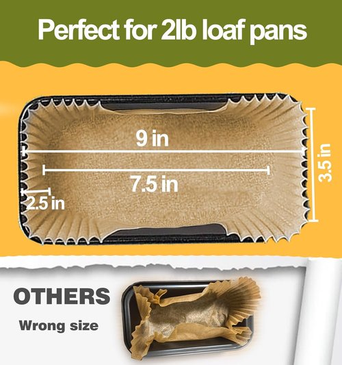 Loaf Pan Liners - 125 Pcs Non-Stick Parchment Paper for Baking | 9x5 Inch Bread Pan Liners