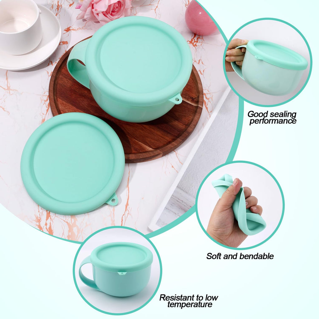 2pcs Silicone Lid for Dash My Mug, 5.9in BPA-Free Silicone Bowl Covers Storage Lid Replacement for Dash Ice Cream Maker Mug (Light Green)