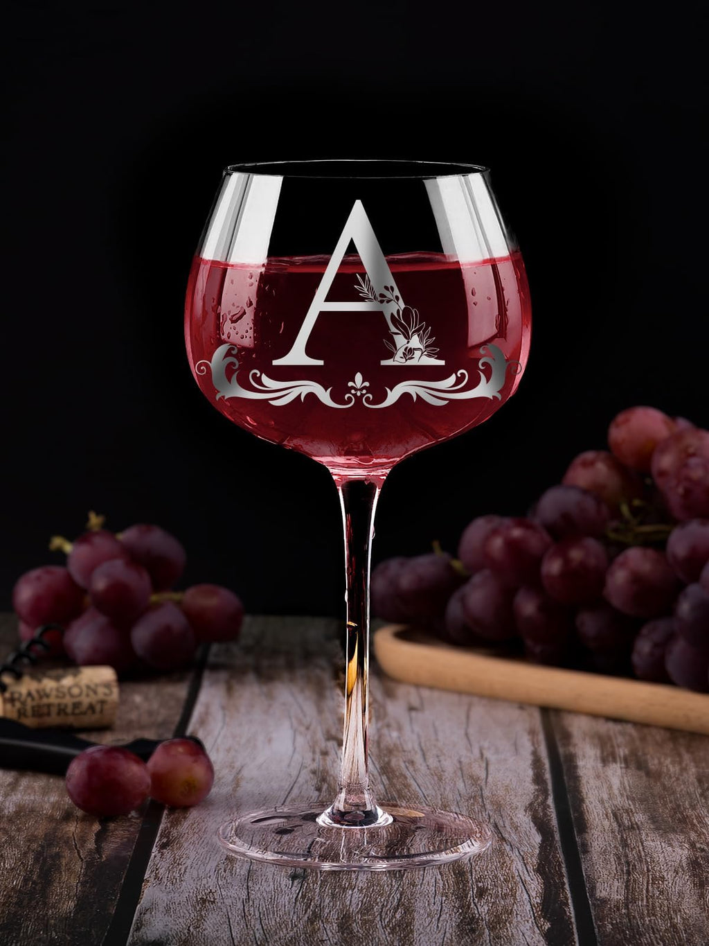 Mothers Day Gifts for Mom, Grandma, Wife - Personalized Initial A-Z Wine Glass Gifs for Women - Unique Birthday Gift for Her, Sister, Best Friend - 16oz Elegant Custom Monogram Glass (Letter A)