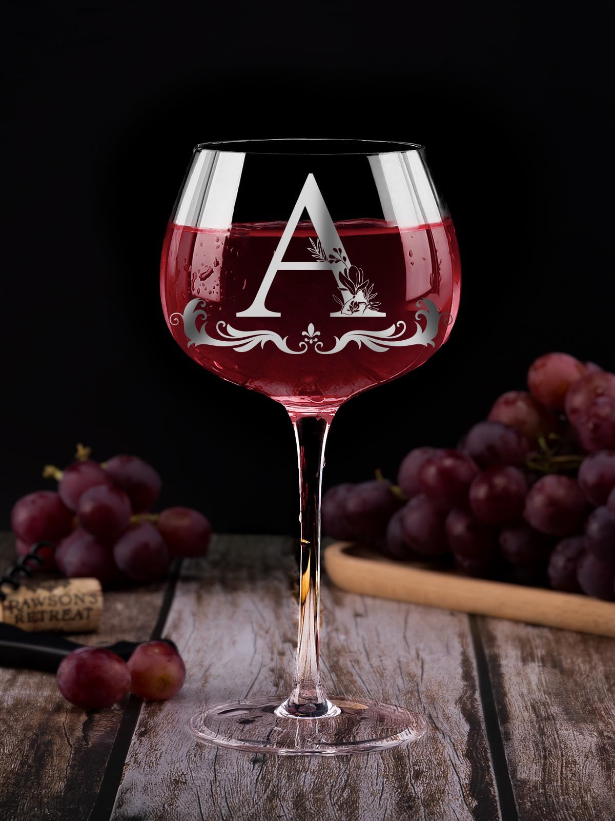 Mothers Day Gifts for Mom, Grandma, Wife - Personalized Initial A-Z Wine Glass Gifs for Women - Unique Birthday Gift for Her, Sister, Best Friend - 16oz Elegant Custom Monogram Glass (Letter A)