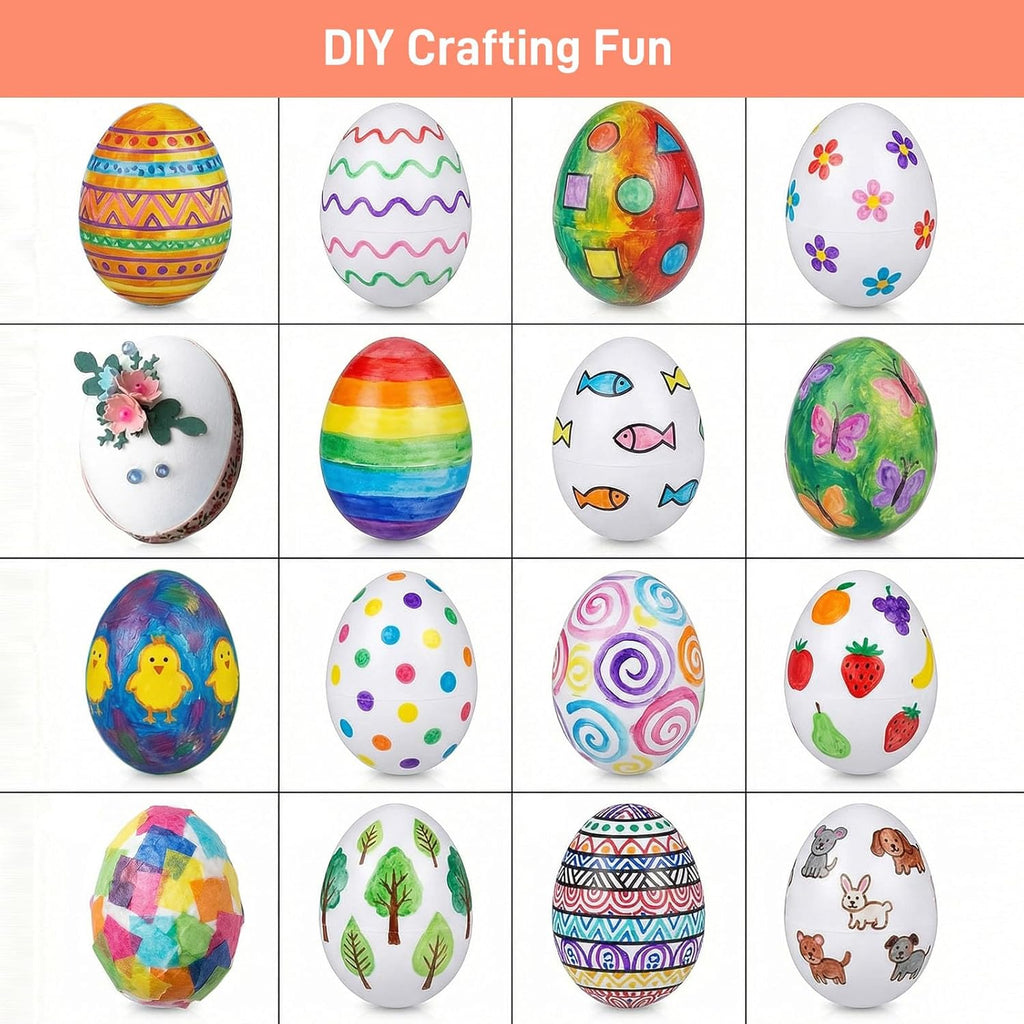 SallyFashion 30 PCS Paintable White Plastic Eggs - Perfect for Crafts, Easter Hunts & Party Favors