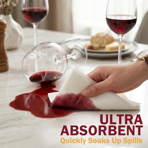 JINVOGREEN 1000 Count White Paper Napkins - Soft & Absorbent 1-Ply Dinner Napkins | 6.5 x 6.5 Folded