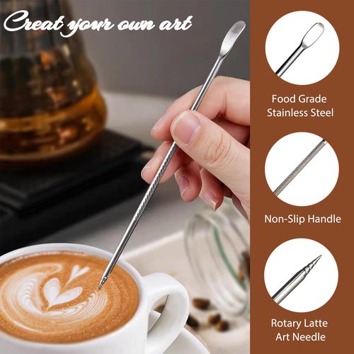 RIVKAWA 22 PCS Coffee Tamper Set, Espresso Accessories Tampers kit Barista Tools with 51mm Espresso Tamper, WDT Tool, Frothing Pitcher, Coffee Stirrer, Latte Art Pen, Tamper Mat, 16 Coffee Stencils