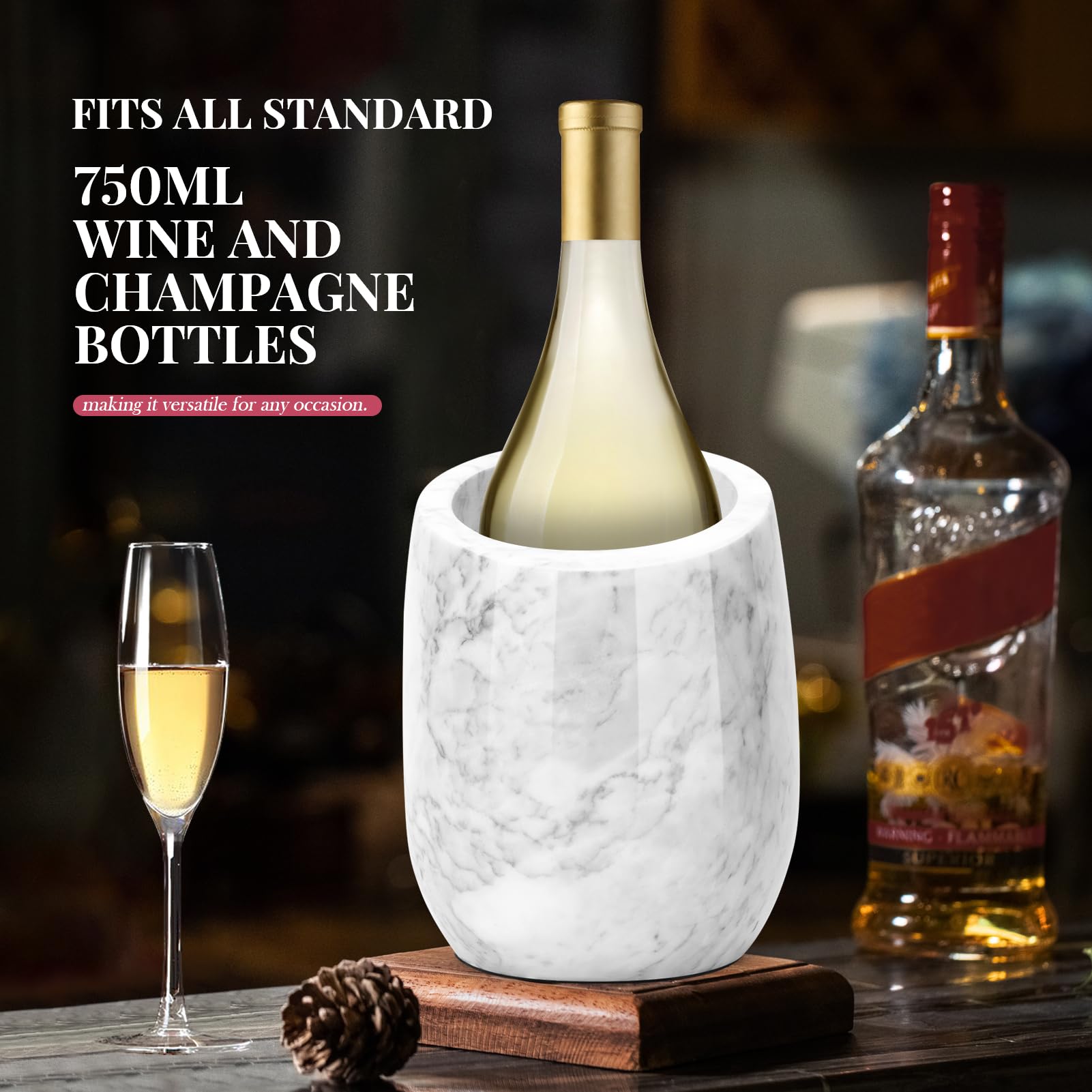 ZORMY Premium Marble Wine Chiller Bucket, Wine and Champagne Cooler, Wine Bottle Ice Chiller, 750ml Bottle Cooler, Home Bar & Kitchen Decor, Ideal Gift for Wine Lovers