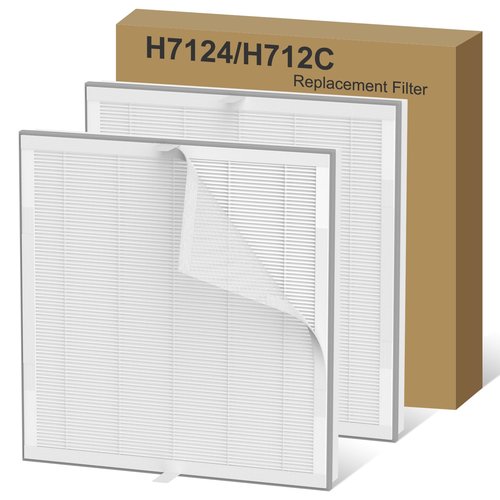 2 Pack H7124 Replacement Filter Compatible with GoveeLife H7124 & H712C Smart Air Purifier, 3-IN-1 H13 True HEPA, Washable Pre-Filters, Replace Part H7124-RF H712C-RF