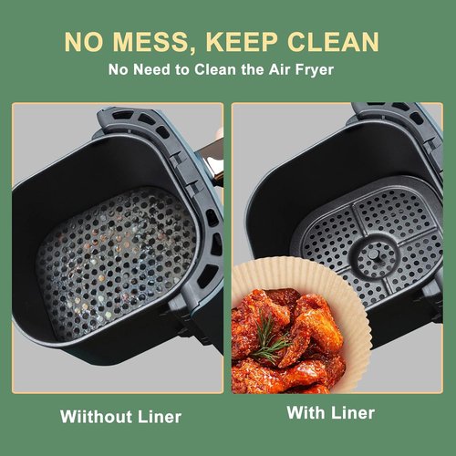 Air Fryer Paper Liner - Unbleached Biodegradable Non-Stick Parchment Paper | 100 Pcs, 6.3 Inches