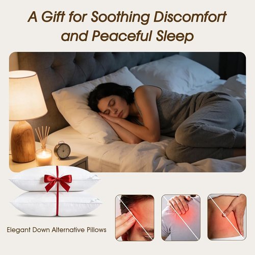 Downluxe Down Alternative Pillows - Soft Hotel Collection Queen Size Set of 2 for All Sleepers | 20 x 28 Inches