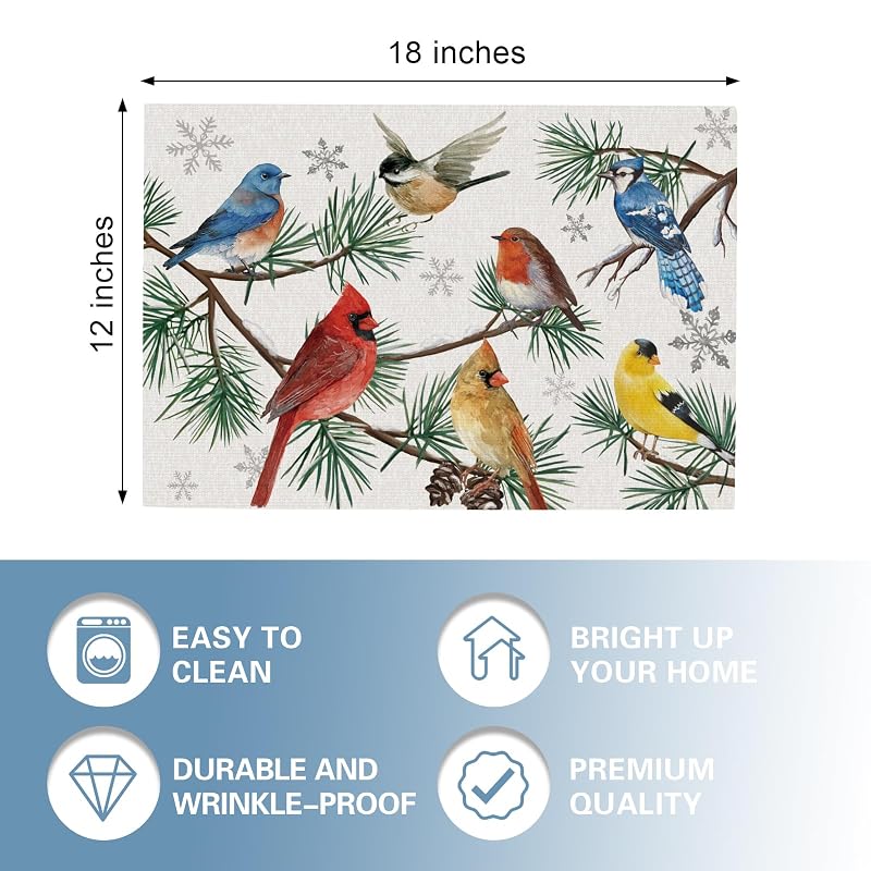 Winter Birds PVC Placemats Set of 4 - Variation of THIS listing