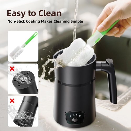 AGORVIO Milk Frother, 4-in-1 Electric Milk Steamer, Hot and Cold Foam Maker, 1 min Fast Frothing, 11.8 oz/350 ml Milk Warmer, Frother for Coffee Latte, Cappuccino, Temperature Control, Auto Shut-Off
