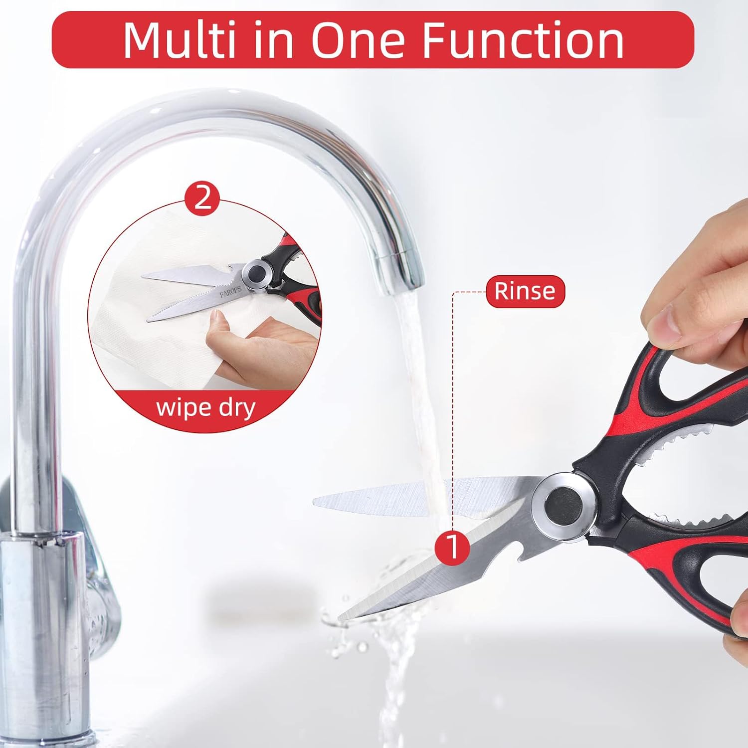 Raptor Kitchen Scissors - Heavy Duty Stainless Steel Meat Shears | Dishwasher Safe, 2-Pack Set