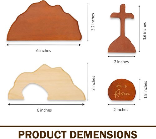 He Is Risen | Empty Tomb Scene Easter Decorations - Natural Wood Christian Decor for Home & Office