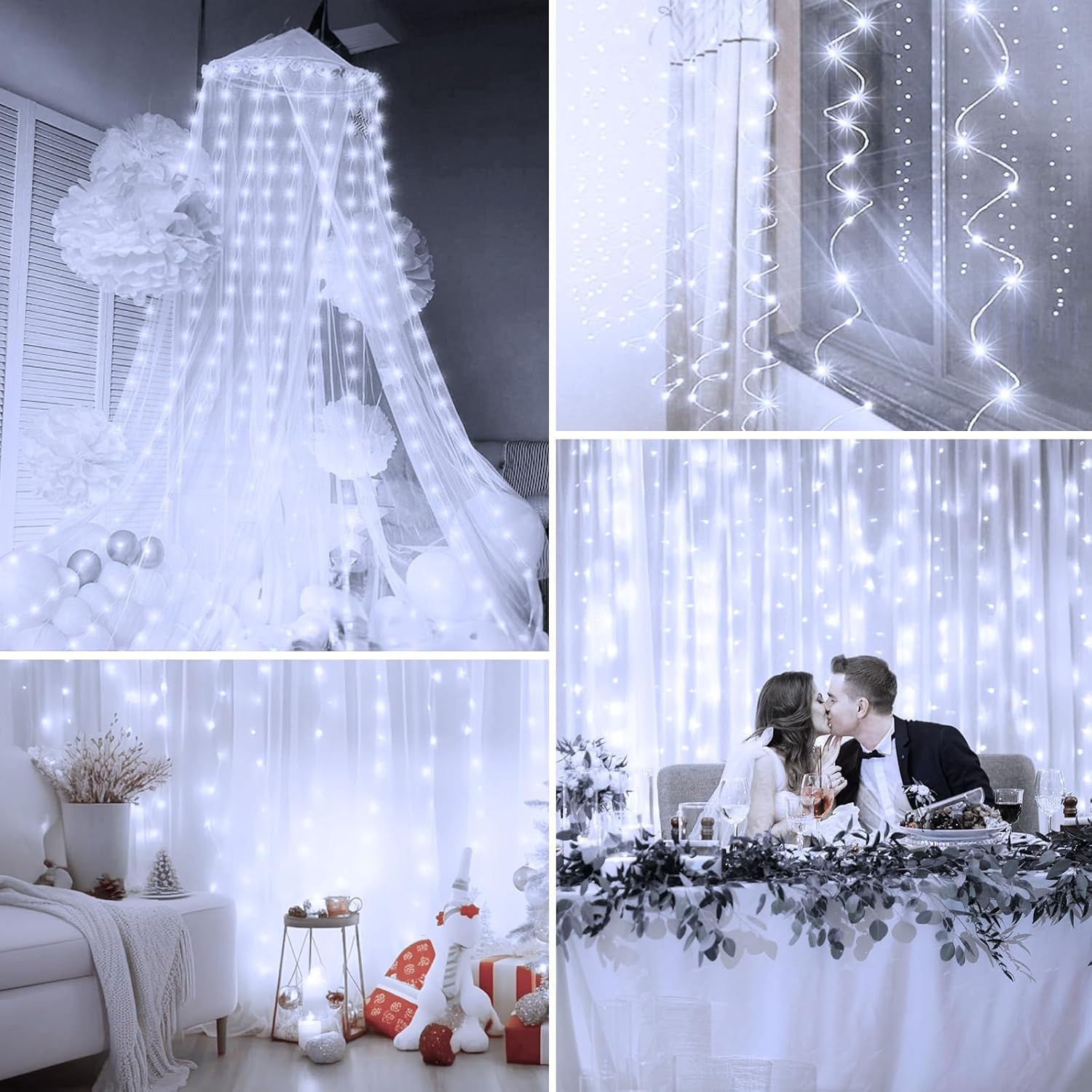 Minetom 300 LED Dimmable Curtain Lights - Remote & Timer, 8 Modes | USB Powered Fairy Lights for Indoor Decor
