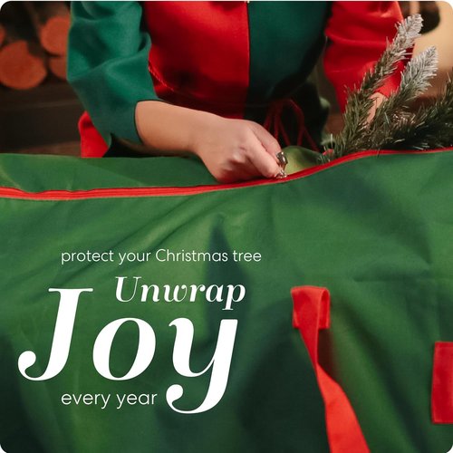 Handy Laundry Christmas Tree Storage Bag with Wheels - Heavy Duty 7.5 ft Capacity, Durable Green Container for Ornaments & Decorations