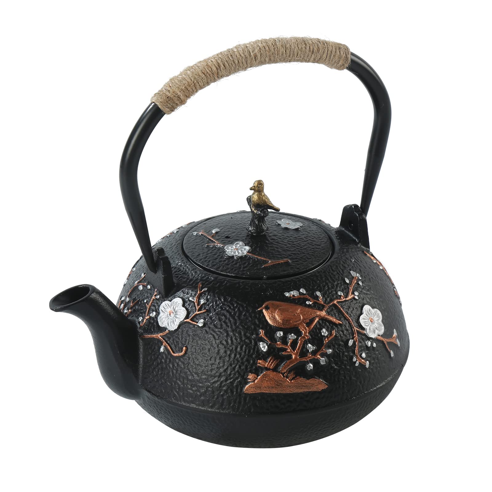Cast Iron Teapot SECHUDO Teapot for Stovetop Safe Coated with Enameled Interior,Japanese Beautiful Tea Kettle with Stainless Steel Infuser for Loose Tea (40.6oz/1200ml)