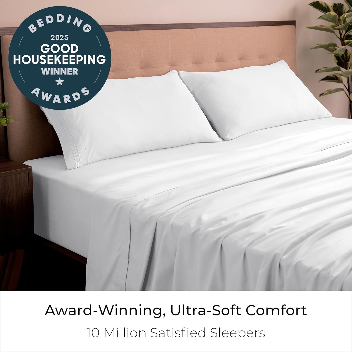 Mellanni California King Sheets Set - 4 PC Hotel Luxury Bedding | Extra Soft, Cooling, Wrinkle-Resistant (White)