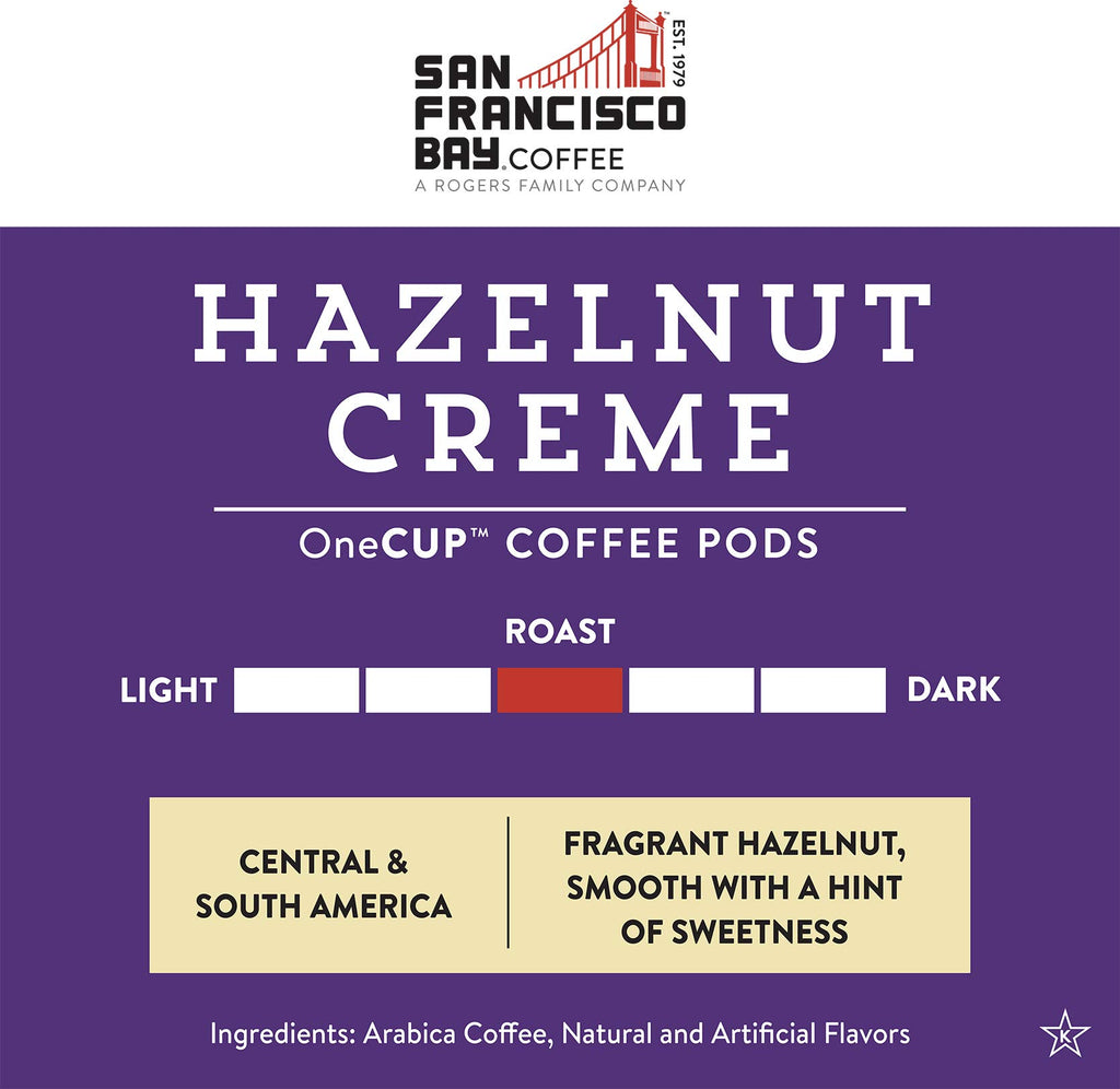 San Francisco Bay Compostable Coffee Pods - Hazelnut Crème (120 Ct) K Cup Compatible including Keurig 2.0, Flavored, Medium Roast