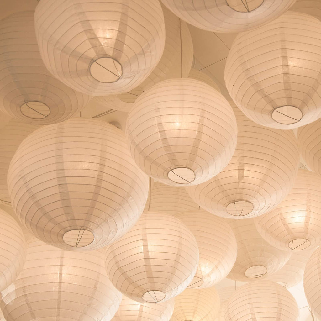Woanger 4 Pack 30 Inch Large Paper Lantern Shade Jumbo White Japanese Chinese Round Hanging Japanese Paper Lantern Lamp for Home New Year's Eve Valentines Wedding Party Ceiling Decoration