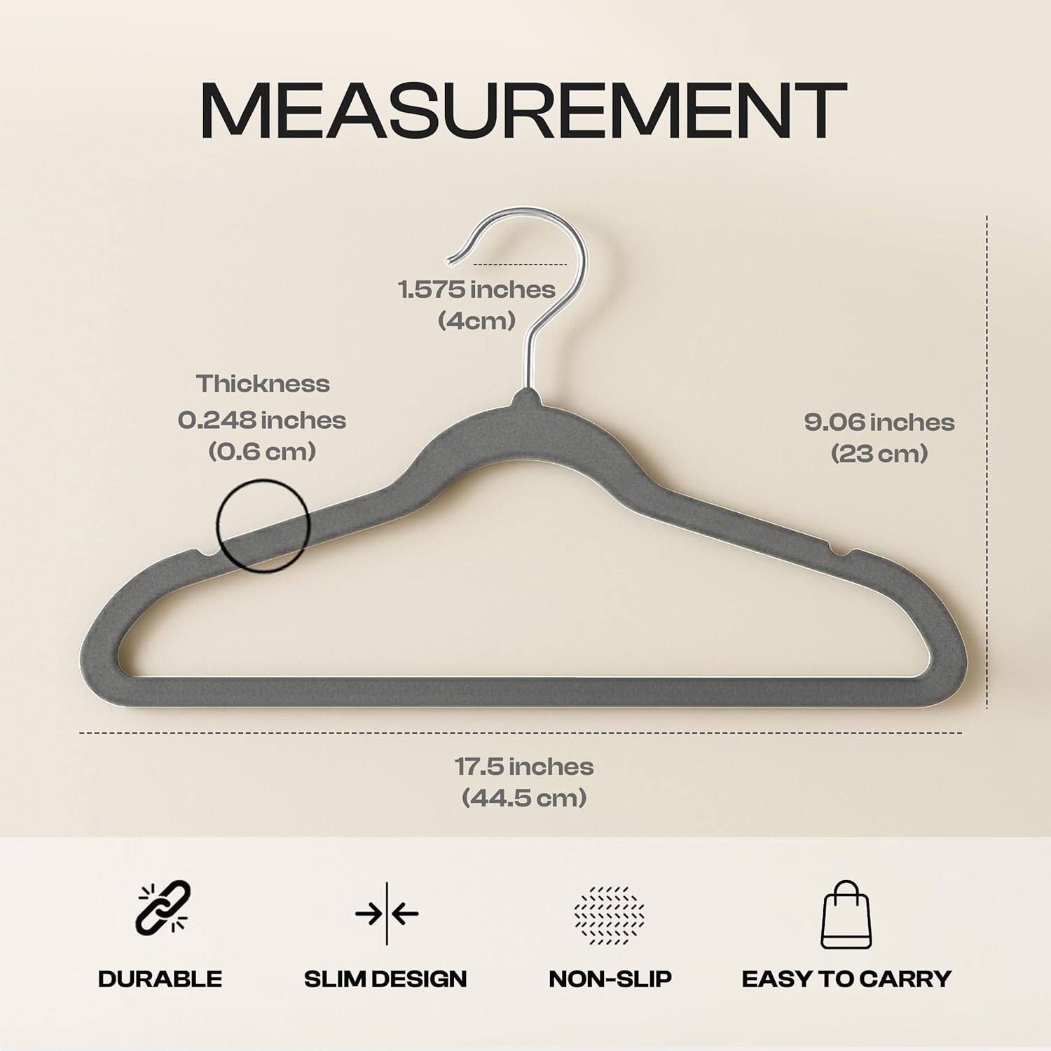 Utopia Home Velvet Hangers - 150 Pack Luxury Non-Slip Slim Coat & Pant Hangers | Strong Space-Saving Design, Grey