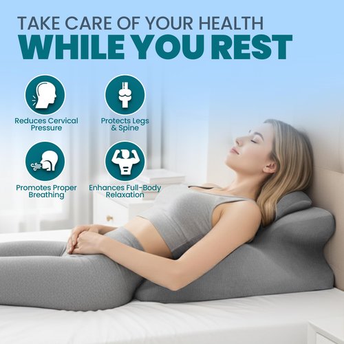 BNTHN Memory Foam Wedge Pillow - Ergonomic Reading & Bed Wedge Pillow for Sleeping, Back Support, Acid Reflux, and Leg Elevation - Multi-Level Support with Removable & Washable Cover (Gray)