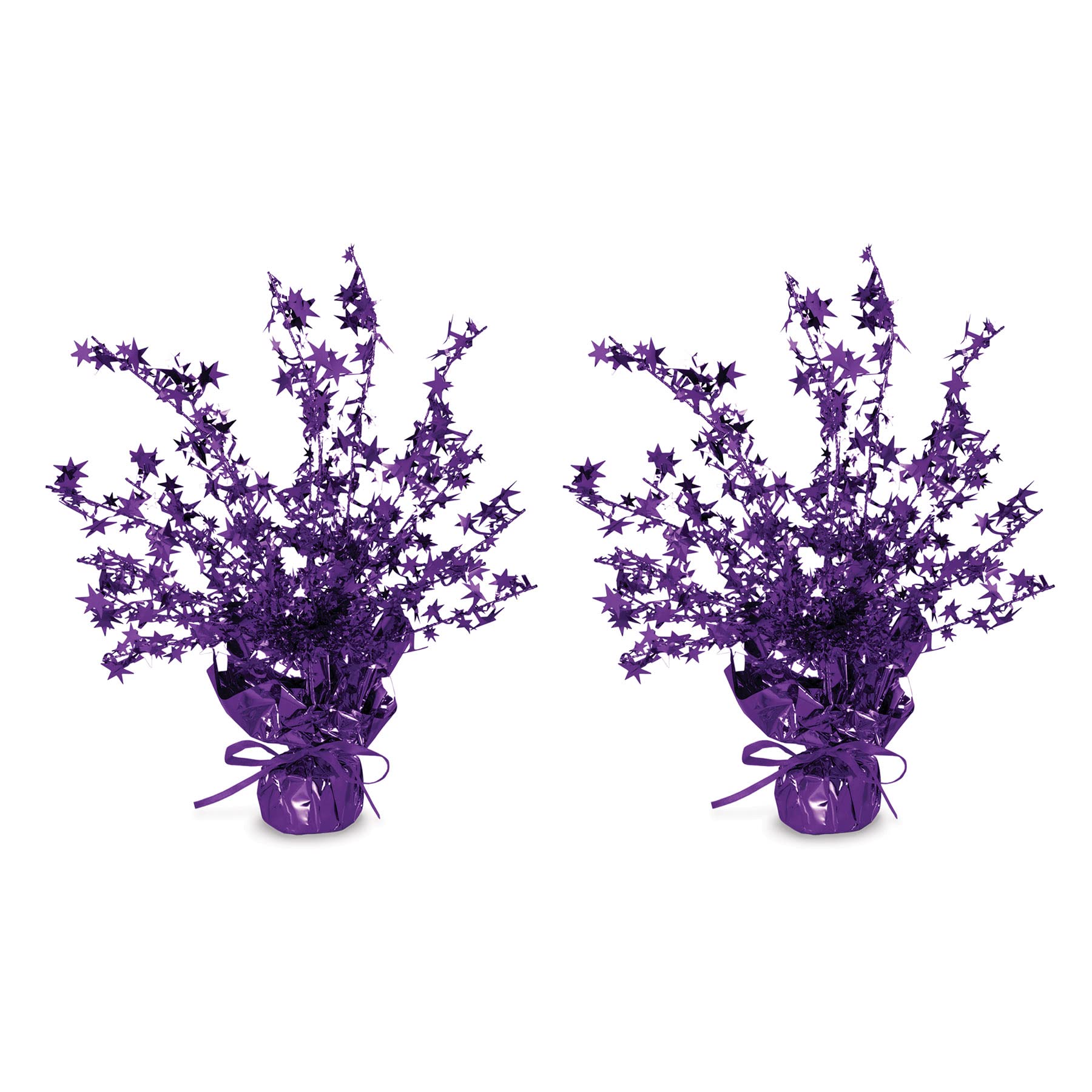 Beistle Star Gleam ‘N Burst Centerpiece, 2-Piece Purple Metallic Table Display for Birthday Parties, Celebrations, Mardi Gras, and Sports Team Decorations, 15”