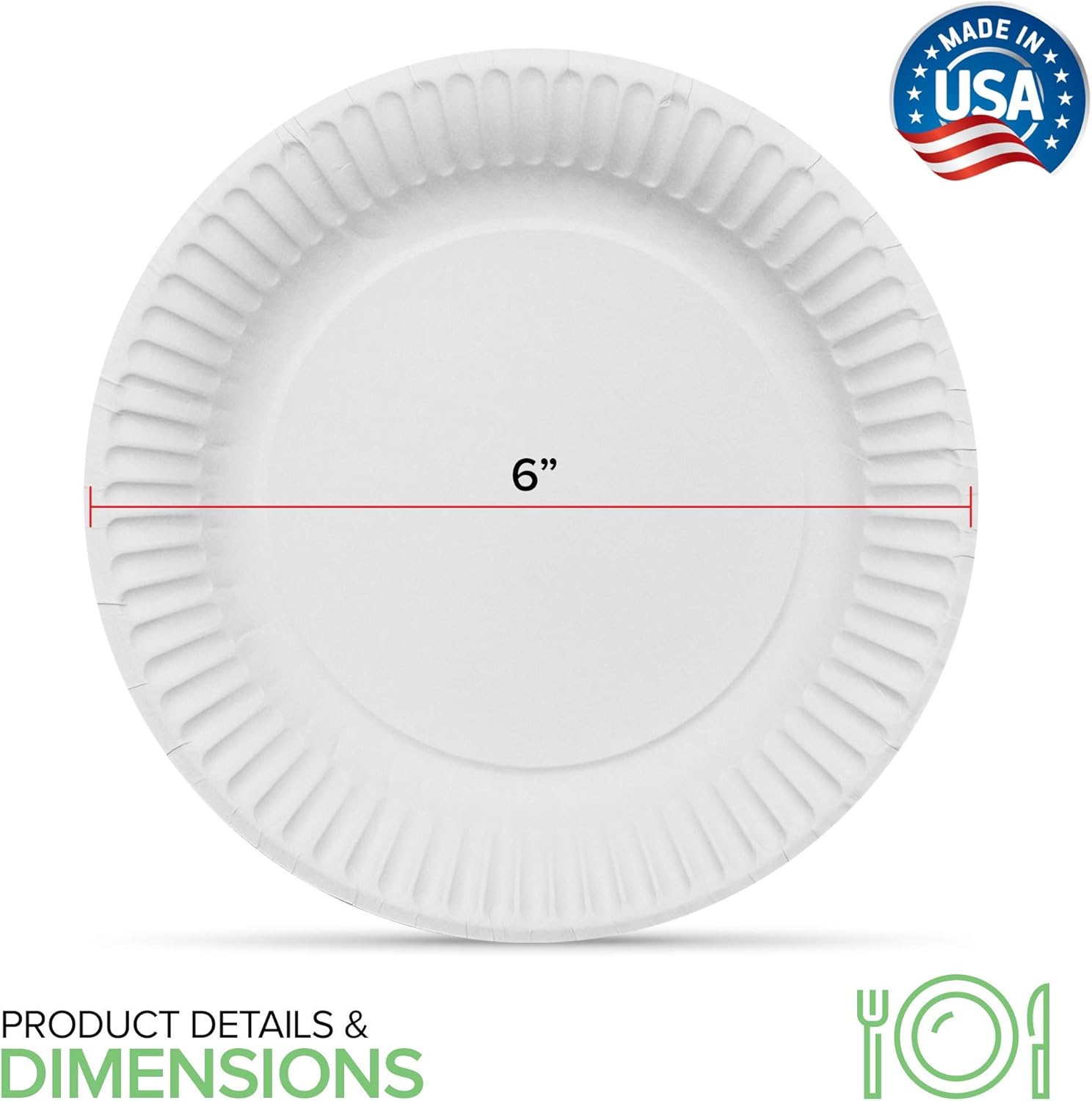 Stock Your Home 6-Inch Disposable Paper Plates - Uncoated White Dessert Plates, 100 Count