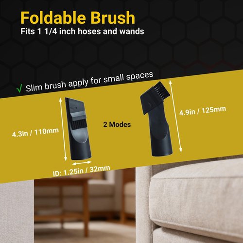 GIBTOOL Vacuum Attachments Accessories Cleaning Kit Brush Nozzle Crevice Tool for 1 1/4 inch & 1 3/8 inch Standard Hose 6pcs