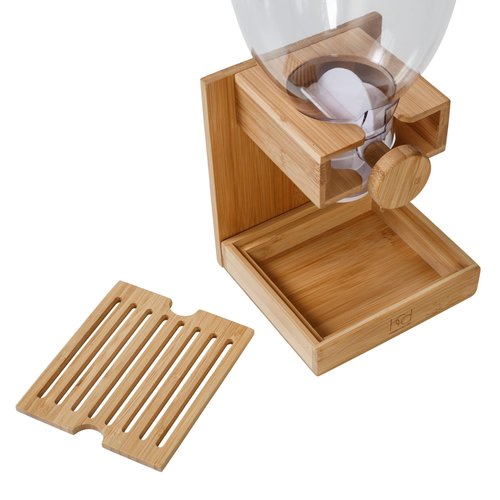 Honey-Can-Do Compact Dry Food Dispenser, Single Control & Snack Storage Container for Countertop or Pantry, Bamboo