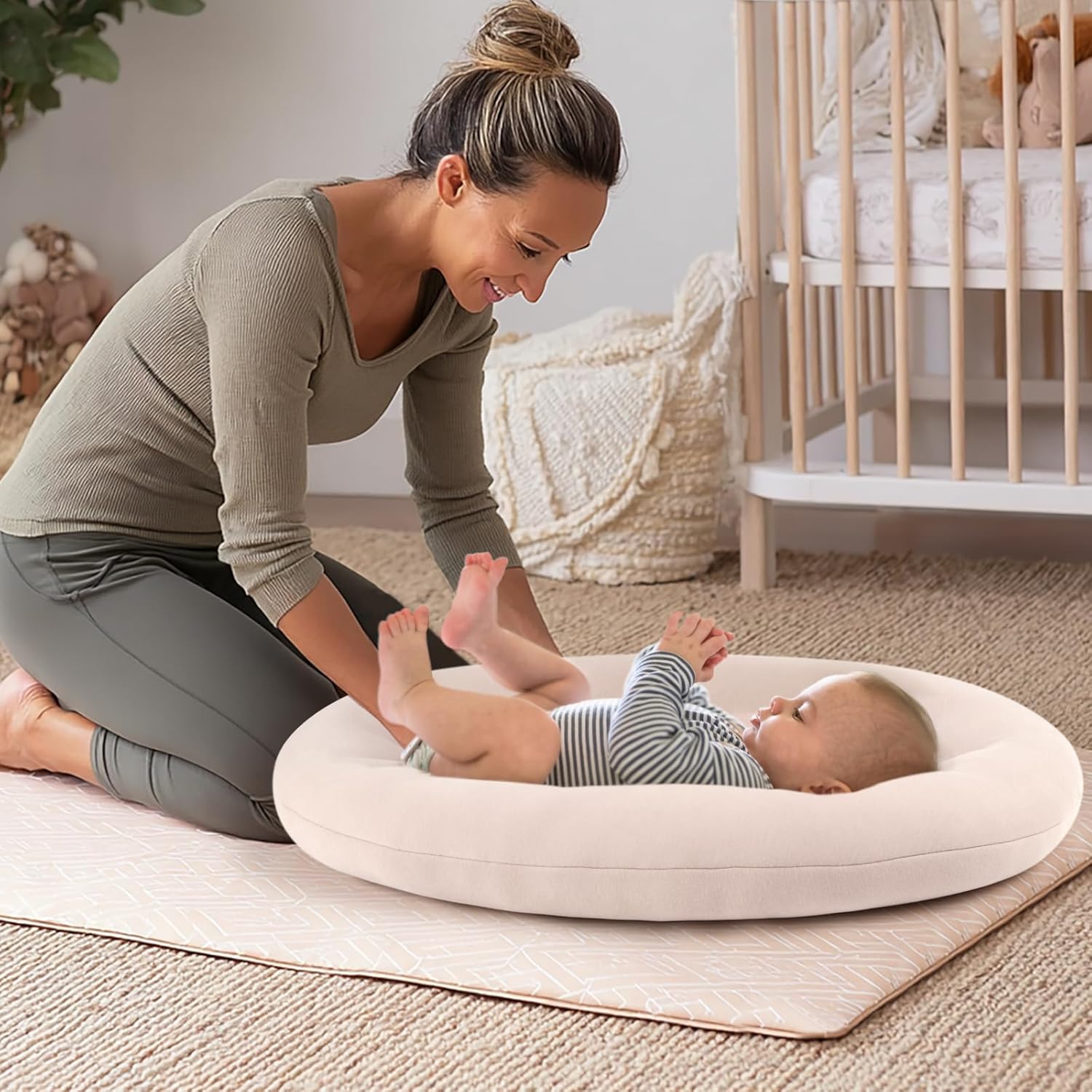 Skiennix Baby Lounger - Portable & Lightweight Pillow for Tummy Time | Skin-Friendly for 0-12 Months