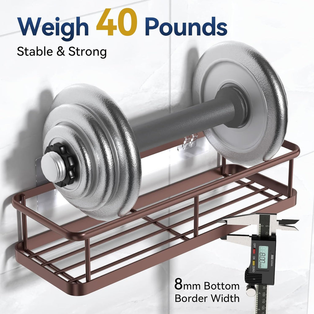 YASONIC Shower Caddy - Rustproof Organizer with Large Capacity Shelves & 12 Hooks | Bronze Finish