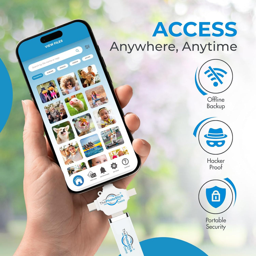 ThePhotoStick® Omni 32GB USB Flash Drive - Automatic Photo & Video Backup for iPhone, Android, Mac & PC