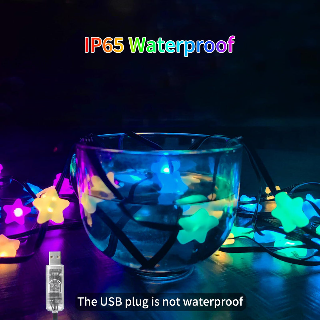 YOOWARM Smart Star Fairy Lights, 33FT 66 LED String Light, Tent Lights for Party with App, Music Sync,Group Control String Lights for Bedroom, Party, Wedding, Holiday Decorations (Star)