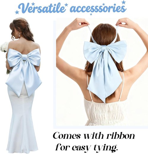 Blue Bow Decor | Large 22x11 Inch Crib Skirt with Big Bows for Christmas & Parties