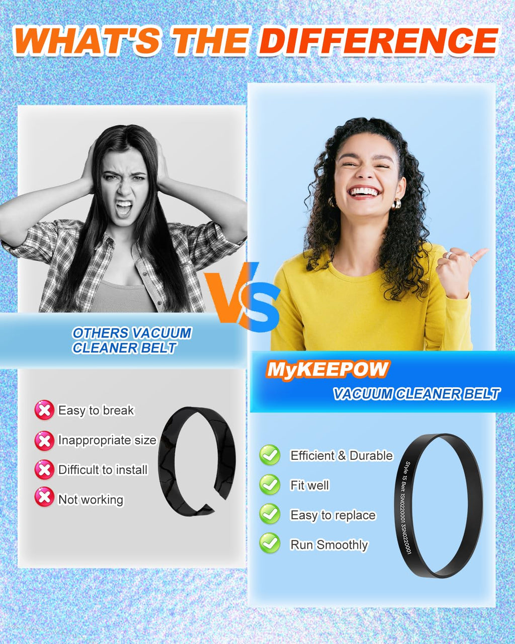 MyKEEPOW Style 15 Replacement Belts for DirtDevil Style 15 Dynamite and Power Express Upright Vacuum Cleaner, Replace Parts 1SN0220001 & 3SN0220001, 5 Pack