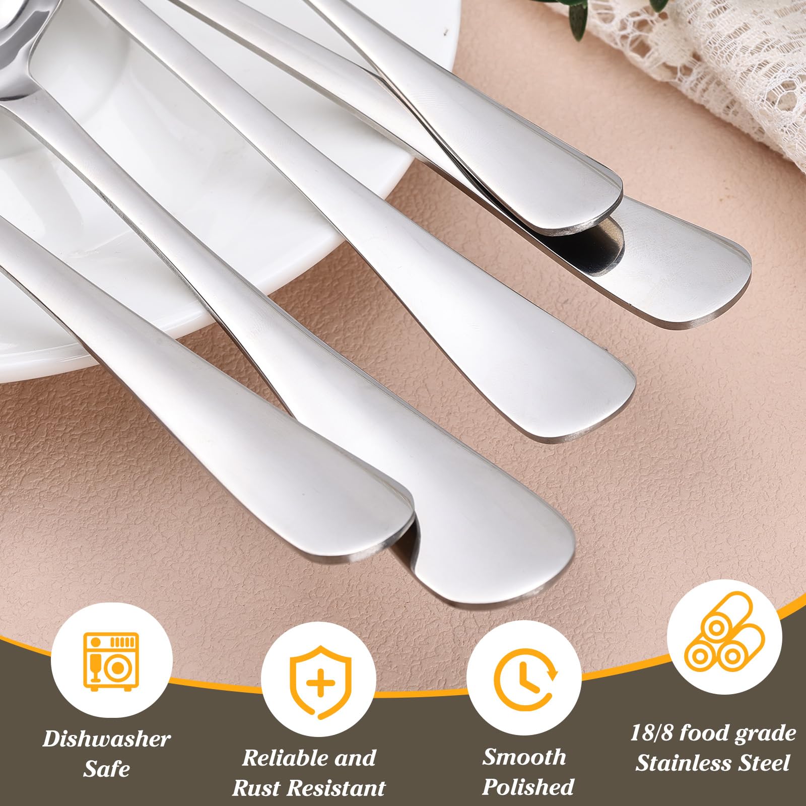 Dualshine 10PCS 18/8 Stainless Steel Serving Utensils Set for Parties, Kitchen Serving Tools-Include Serving Spoons, Slotted Spoons, Serving Forks Tongs Soup Ladle, Cake Pie Server for Buffet, Wedding