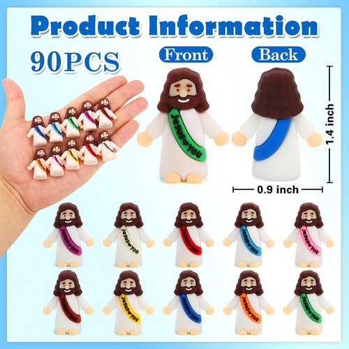 Fyjous Easter Egg Fillers - 90 Pack Mini Jesus Figurines for Basket Stuffers | Perfect for Hide and Seek