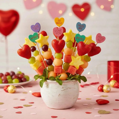 120 Pack Wooden Conversation Heart Cocktail Picks, 4.7 Inch Bamboo Appetizer Skewers for Valentine's Day Party Supplies, Charcuterie Boards, Drinks & Cake Toppers, 6 Pastel Colors