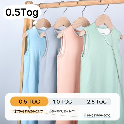 Supersoft Rayon Made from Bamboo Sleep Sack 24-36 Months 0.5 Tog Toddler Sleep Sack 2t Baby Wearable Blanket 3t with 2-Way Zipper Summer Unisex Sleeping Bag for Babies (2 Pack) Green & Blue