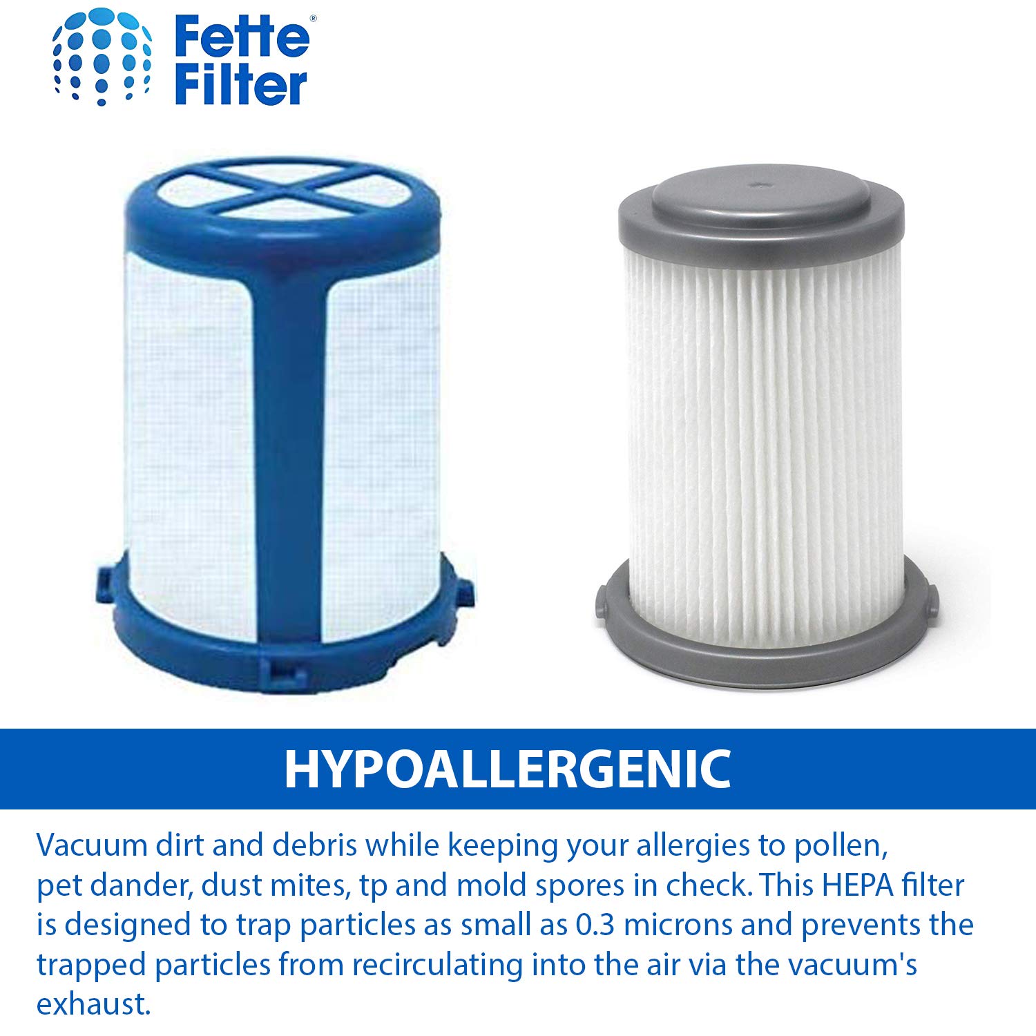 Fette Filter - Vacuum Filters Compatible with Black + Decker Cordless Vacuums HCUA525 Series Compare to Part # CUAHF10 3-Pack + 3 mesh Screens