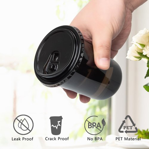 MOQRUAO 100 Sets Clear Plastic Cups with Lids and Straws, 20 oz Disposable PET Cups for Iced Coffee, Smoothies, Cold Drinks, Juice, Party, Coffee (100, Black (20 oz))