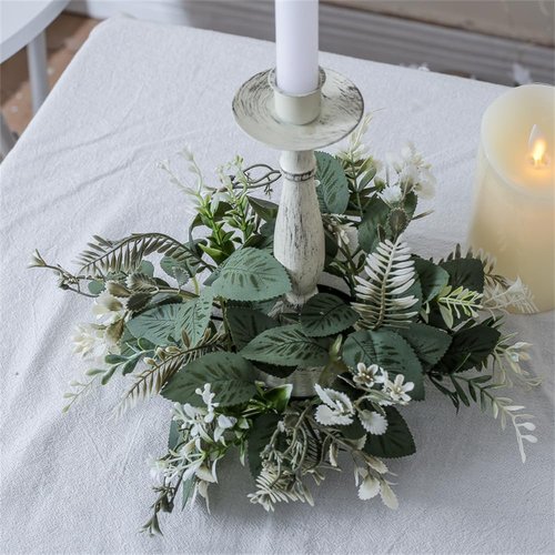 Eucalyptus Leaves Wreaths by [Brand Name] - 10 Inch Boho Candle Rings for Home Decor | 2 Pack Green