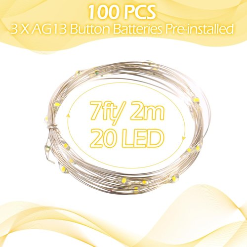 Hortsun Fairy Lights - 100 Packs Battery Operated Twinkle Lights | 7 Ft Mini Waterproof String (Warm White)